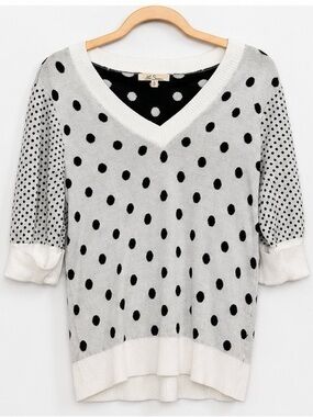 Polka Dot Knit Top in White and Black